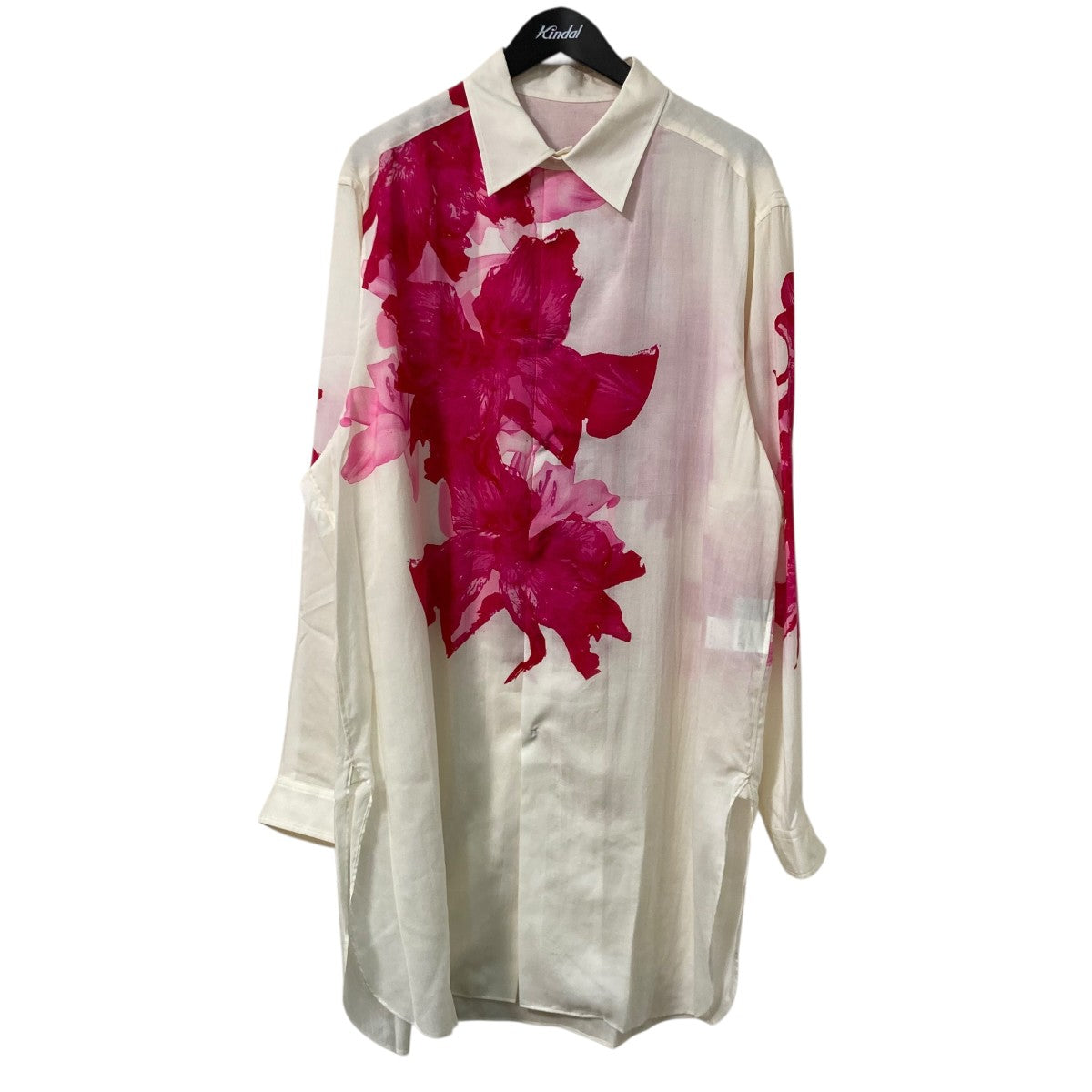 24AWCELLULOSE PINK FLOWER DESIGNED BLOUSEフラワープリントロングシャツH0 B76 219