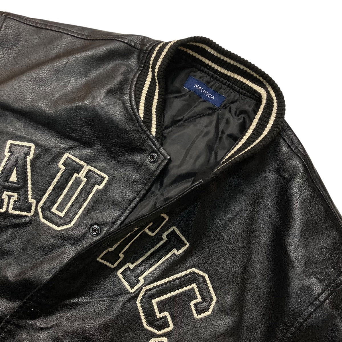 NAUTICA(ノーティカ) アーチロゴオールフェイクレザースタジャン
