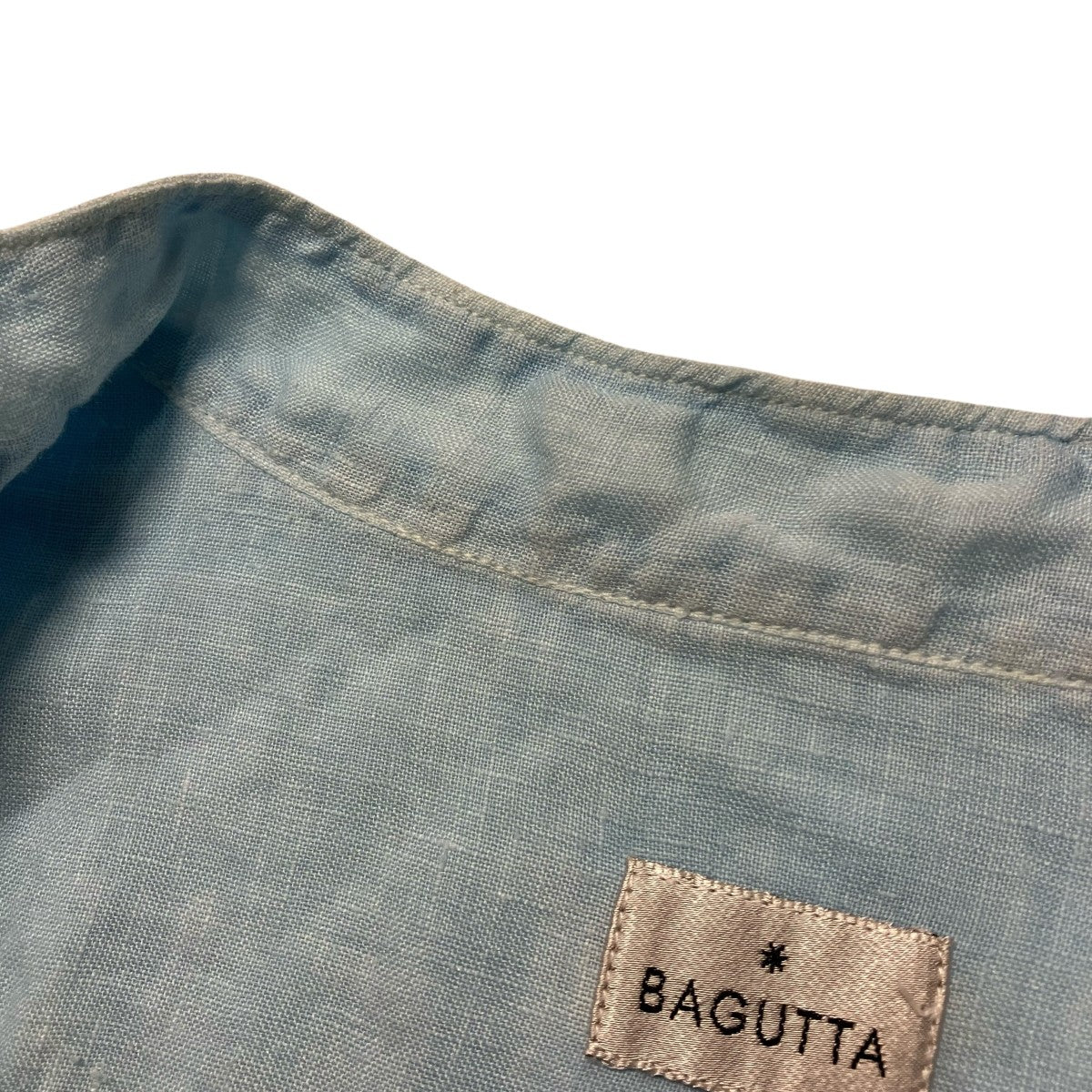 BAGUTTA ウォッシュドリネンソリッドバンドカラーシャツリネンシャツ11028 古着・中古-6枚目のアイテム画像