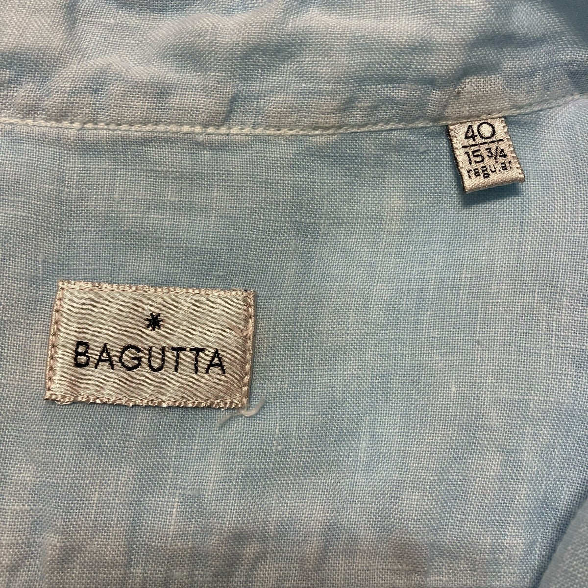 BAGUTTA ウォッシュドリネンソリッドバンドカラーシャツリネンシャツ11028 古着・中古-7枚目のアイテム画像