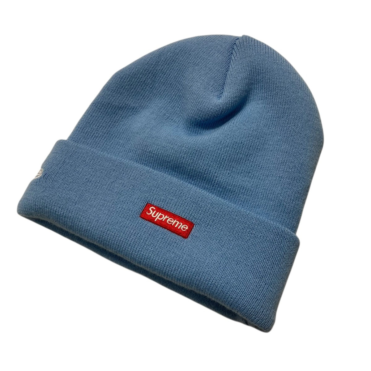 Supreme×New Era 25FWロゴ刺繍ニット帽 スカイブルー｜【公式