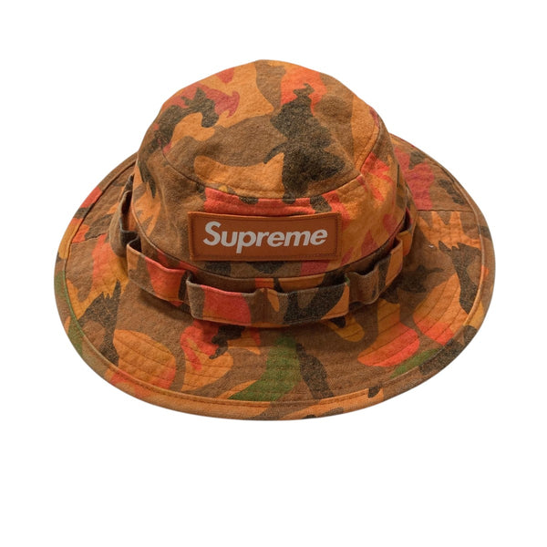 ⭐極美品ラージサイズ⭐Supreme ブラウンレザーバケットハット Supreme(シュプリーム) 迷彩柄バケットハット オレンジ サイズ small