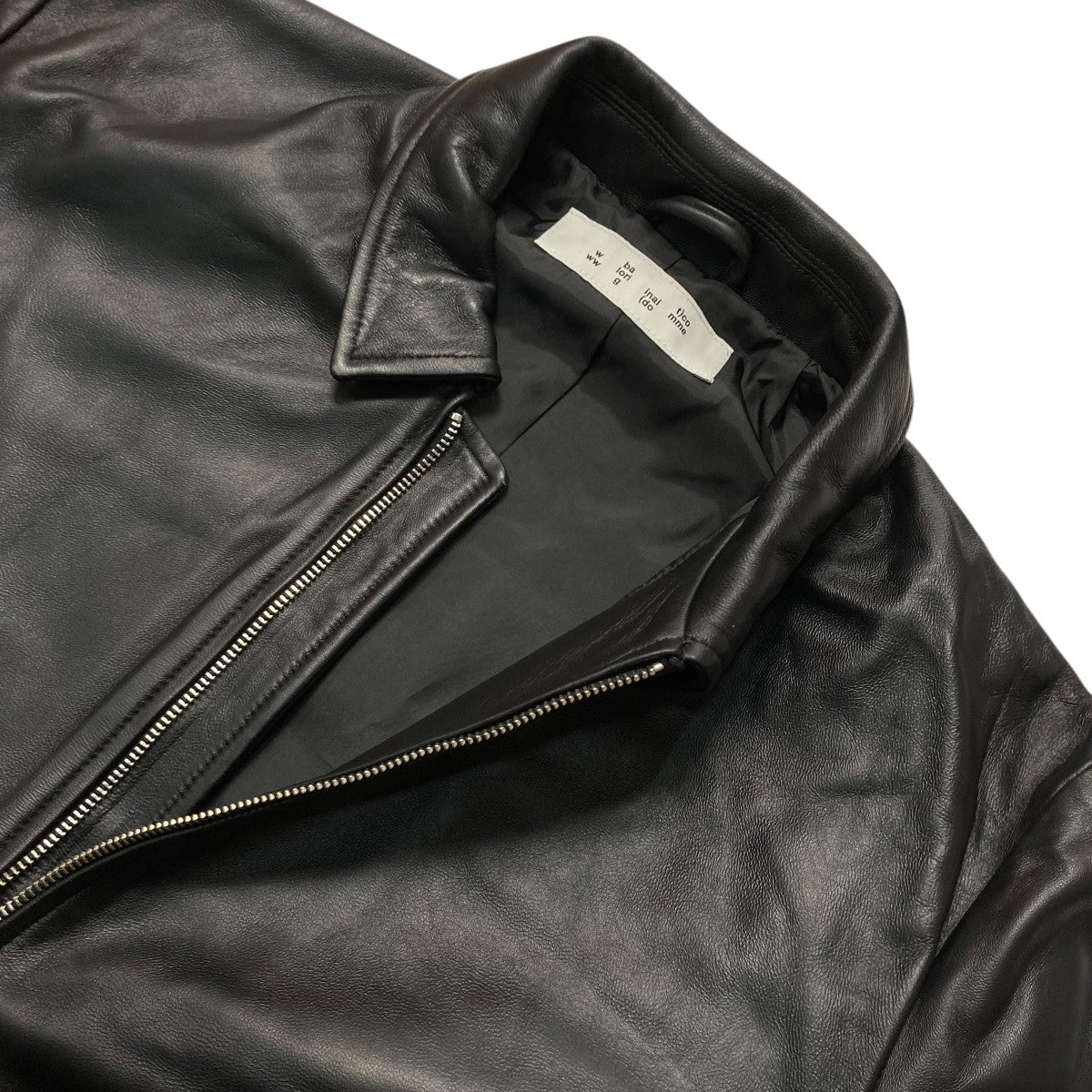 25AWTECH LEATHER ZIP JACKET BLACKラムレザージャケットBAL 2172