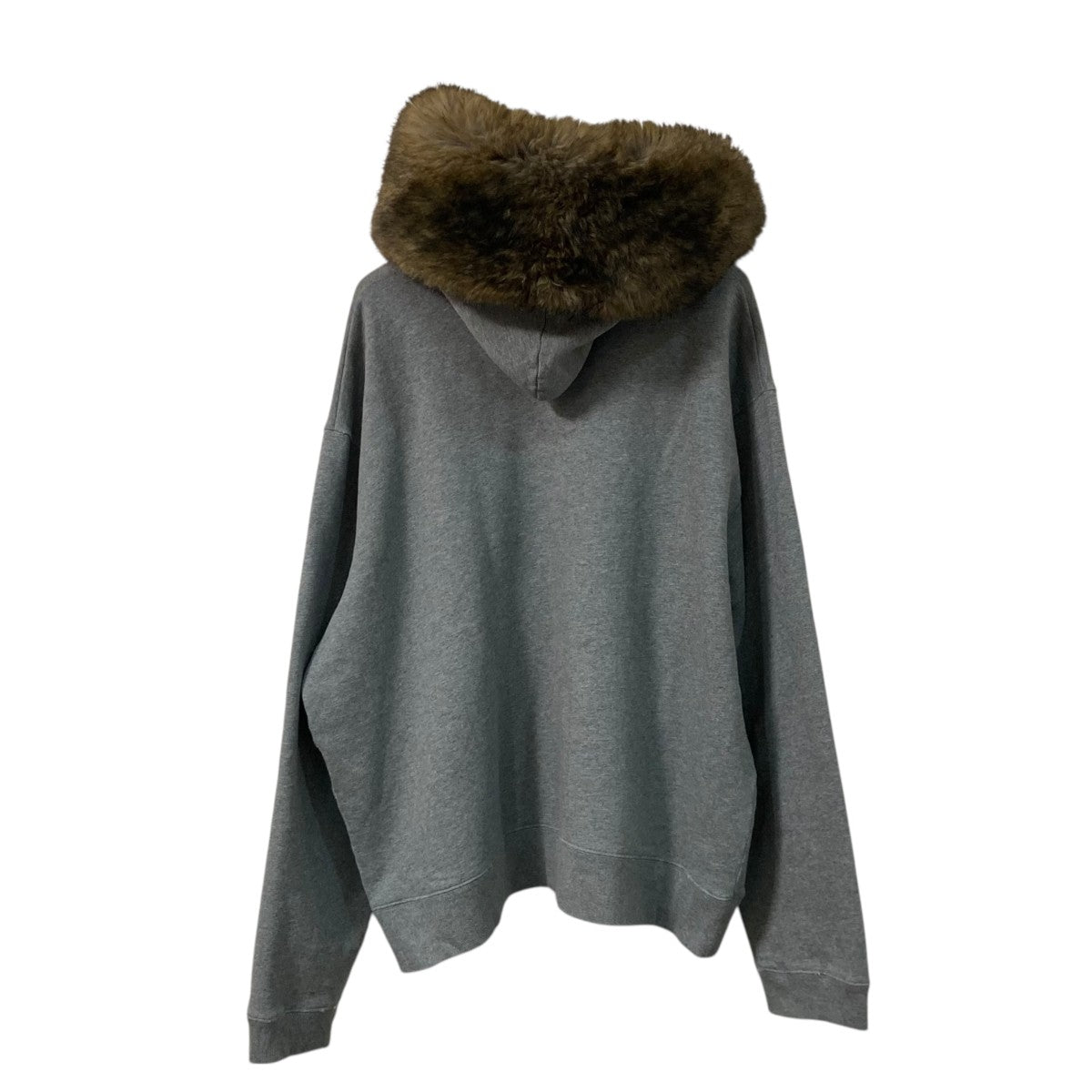 25AWLUXURY SCRIPT OVERSIZED ZIP-UP HOODIEファー付きフロントロゴ刺繍ジップパーカー850330