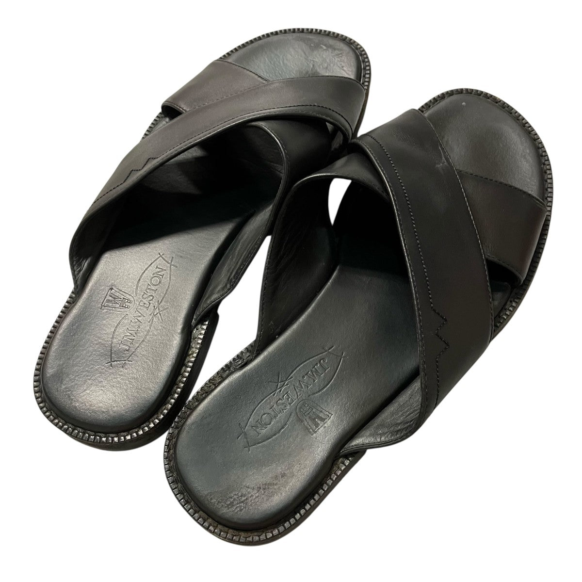 J．M．WESTON Double V sandalクロスレザーサンダル 古着・中古-2枚目のアイテム画像