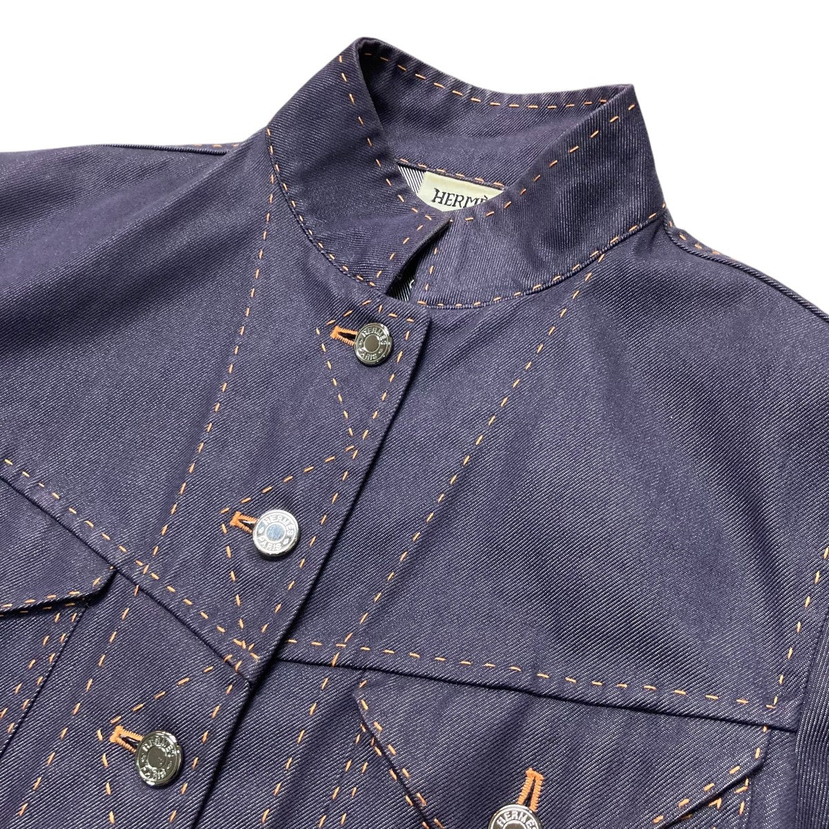 HERMES シルク混ステッチデニムジャケット 古着・中古-3枚目のアイテム画像