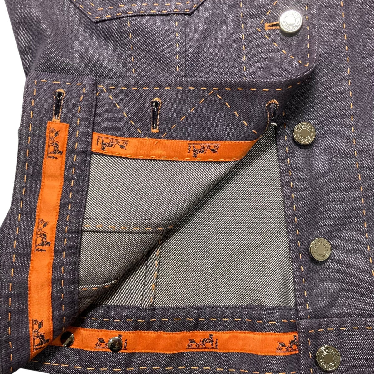 HERMES シルク混ステッチデニムジャケット 古着・中古-6枚目のアイテム画像