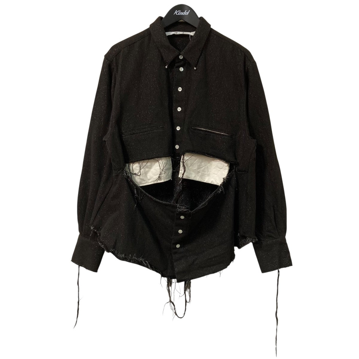 24AWGLITTER NEL DAMAGE SHIRTS DARK BROWN LAMEグリッターシャツジャケットMID24AW SH10