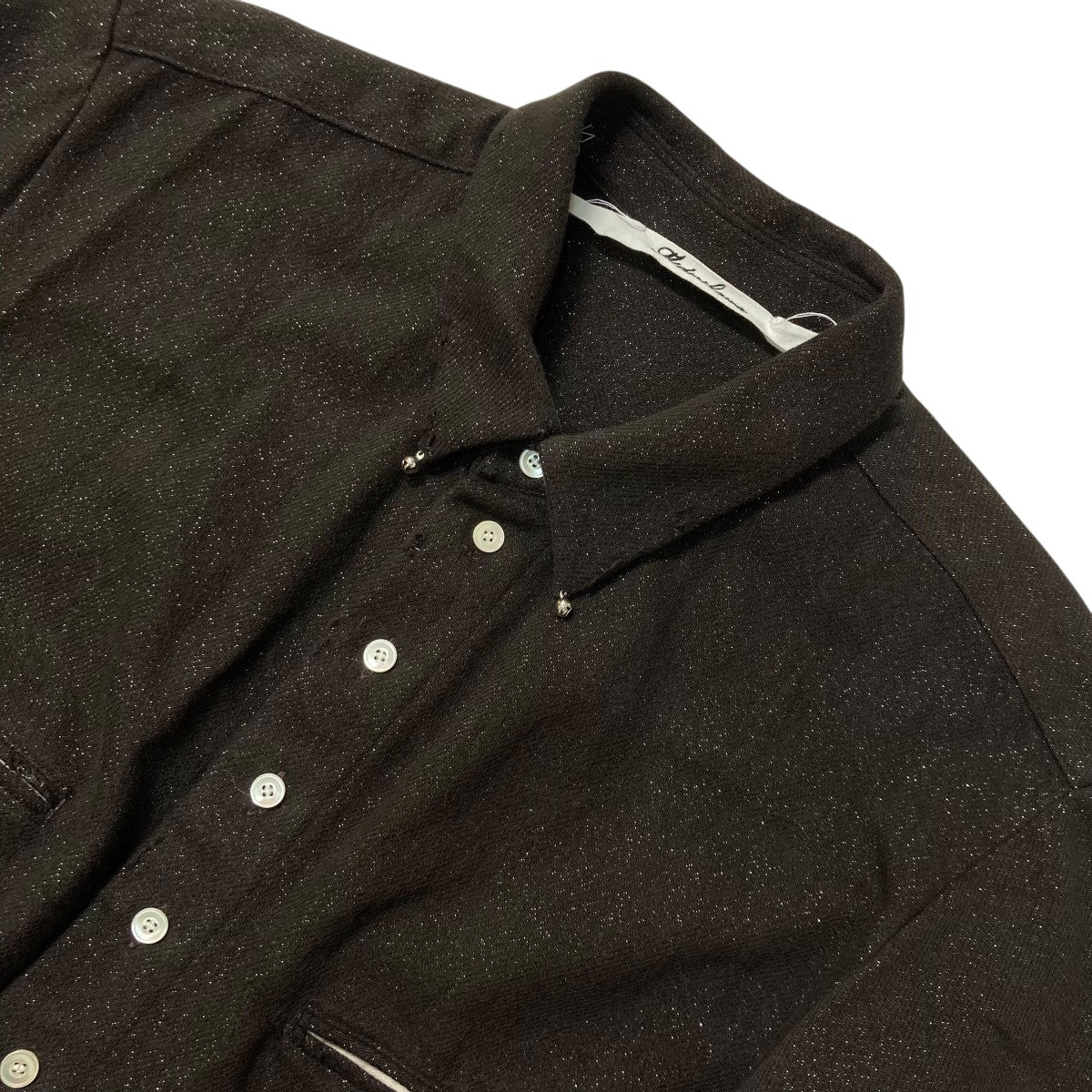24AWGLITTER NEL DAMAGE SHIRTS DARK BROWN LAMEグリッターシャツジャケットMID24AW SH10