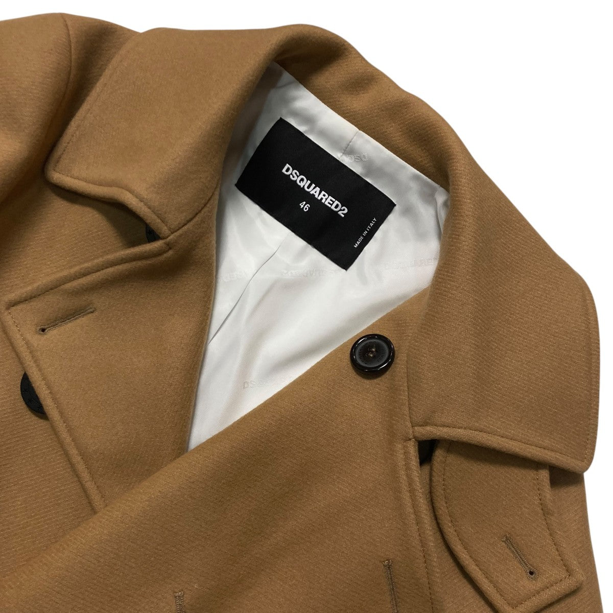 22AWDouble Breasted Peacoat袖装飾PコートS74AA0264 S53003
