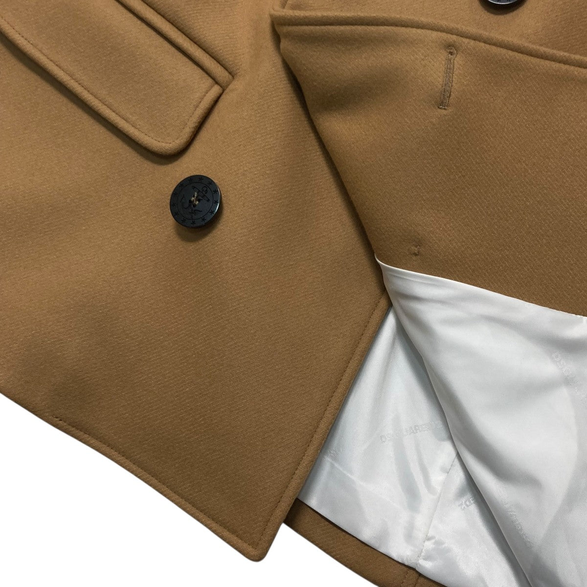 22AWDouble Breasted Peacoat袖装飾PコートS74AA0264 S53003