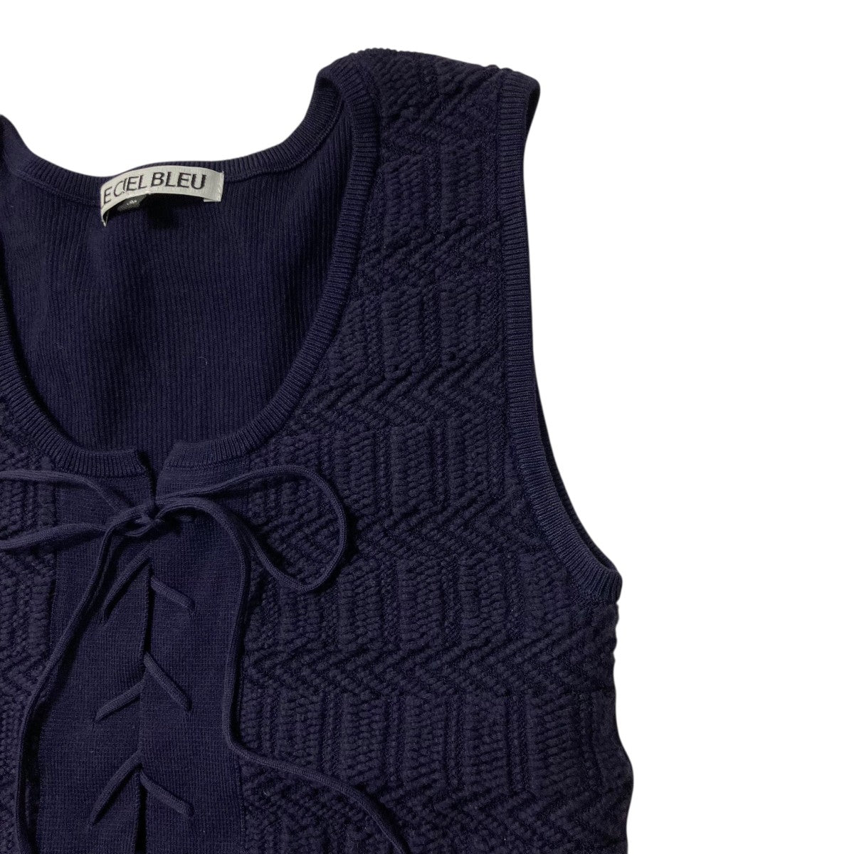 LE CIEL BLEU Knit Top w Lace-Up Frontノースリーブニット27A61305 古着・中古-4枚目のアイテム画像