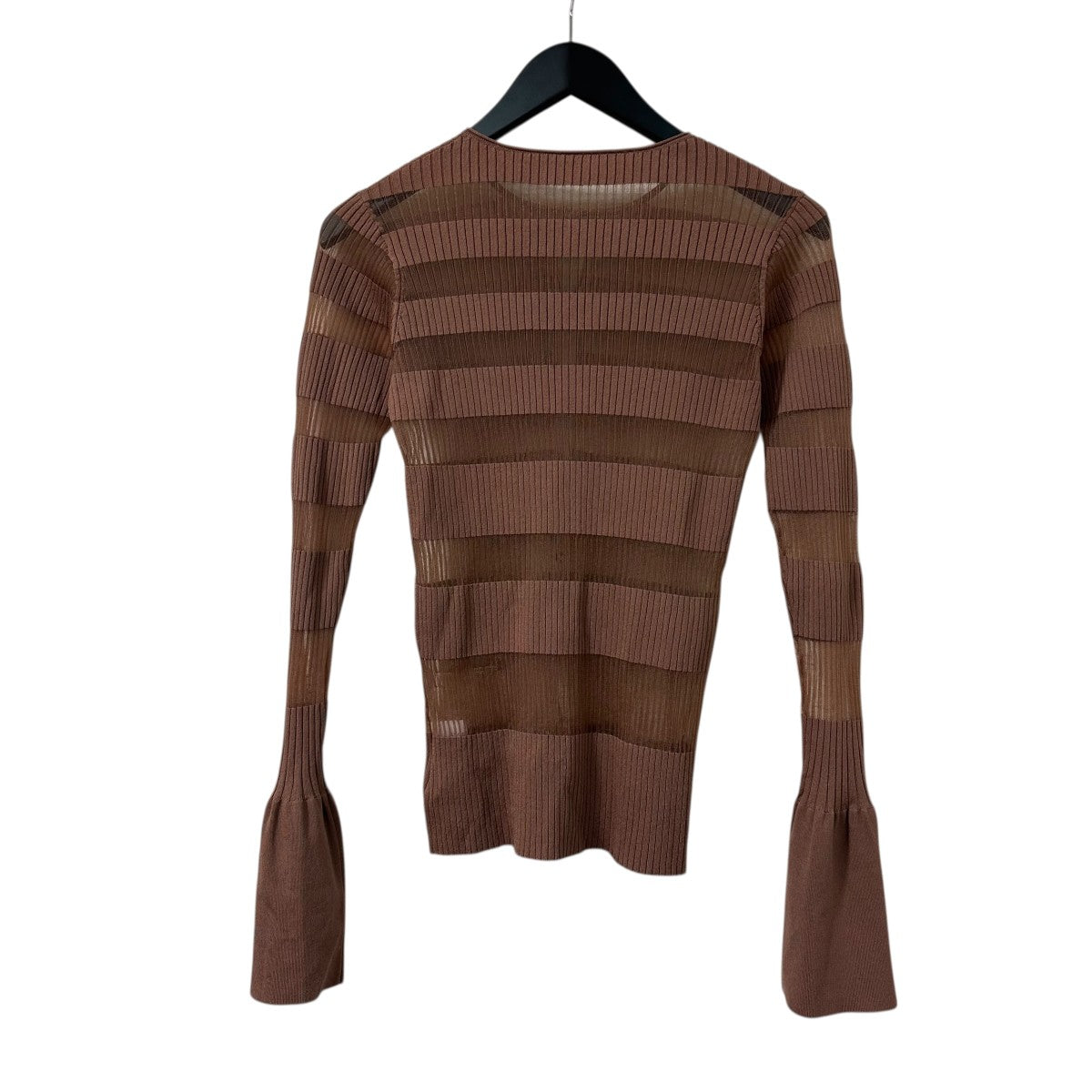 LE CIEL BLEU Sheer Rib Stripes Knitリブストレッチボーダーカーディガン27s61206 古着・中古-2枚目のアイテム画像