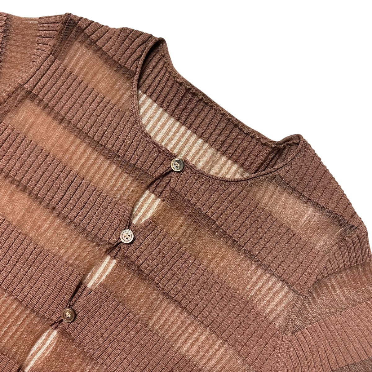 LE CIEL BLEU Sheer Rib Stripes Knitリブストレッチボーダーカーディガン27s61206 古着・中古-3枚目のアイテム画像