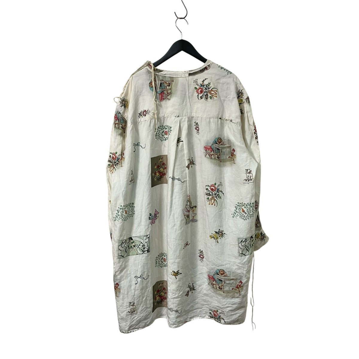 Midorikawa 25SSLINEN BIG PULLOVER LONG SHIRTサイドスリット総柄ロングカットソーMID25SS SH01B 古着・中古-2枚目のアイテム画像
