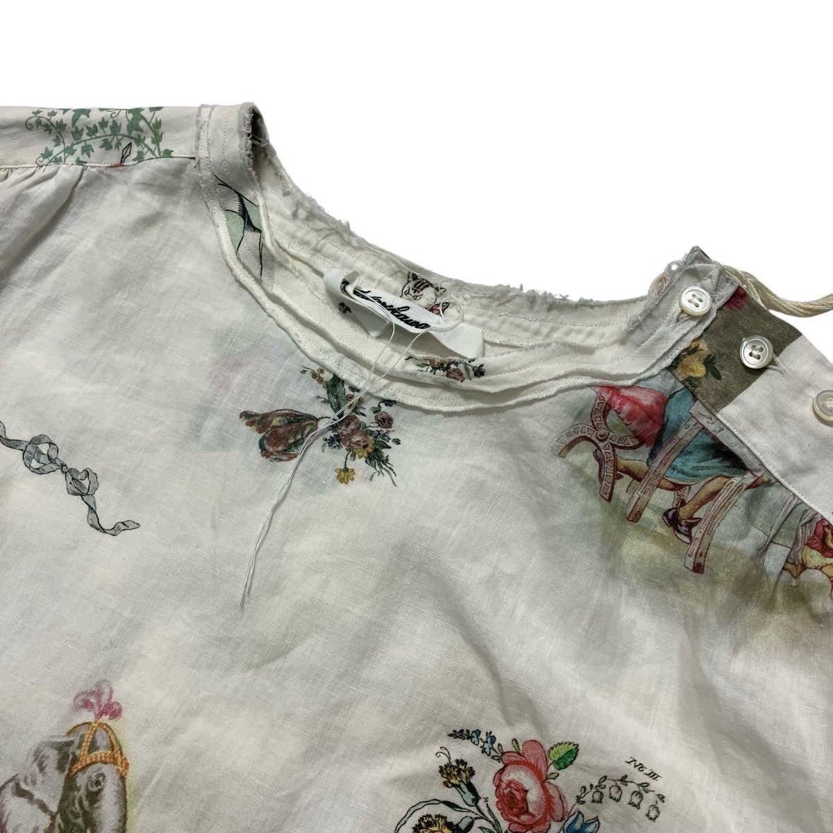 Midorikawa 25SSLINEN BIG PULLOVER LONG SHIRTサイドスリット総柄ロングカットソーMID25SS SH01B 古着・中古-3枚目のアイテム画像