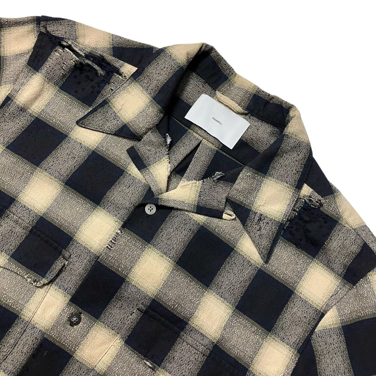 SUGARHILL OMBRE CRASHED SHIRT オンブレクラッシュシャツチェックダメージシャツ22AWSH13 古着・中古-3枚目のアイテム画像