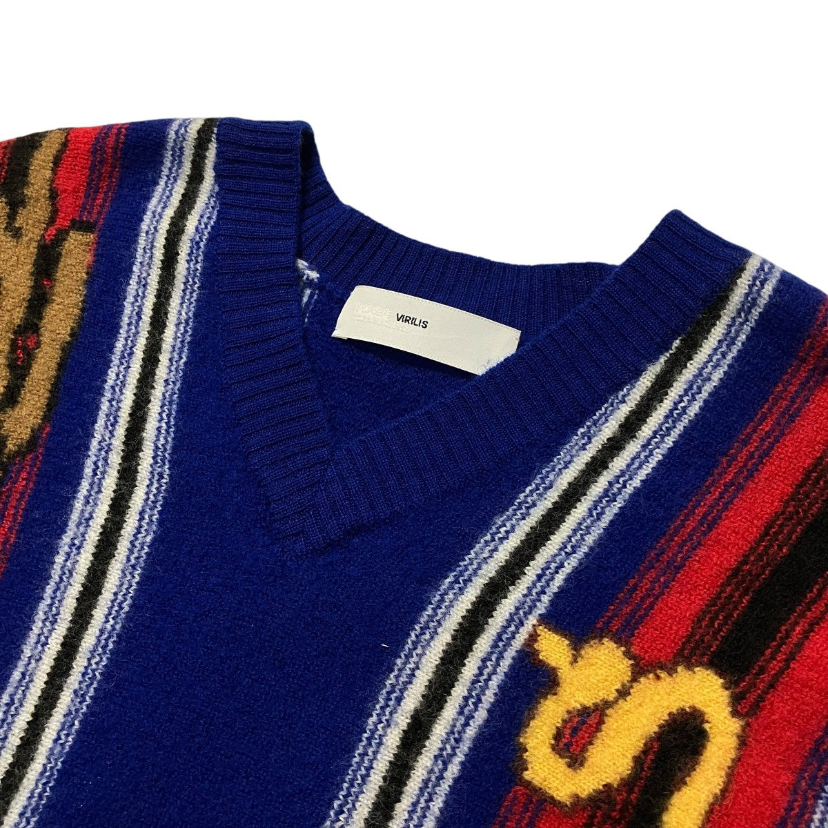 TOGA VIRILIS KNIT PULLOVERストライプ柄Vネックニットtv22-xn301 古着・中古-3枚目のアイテム画像