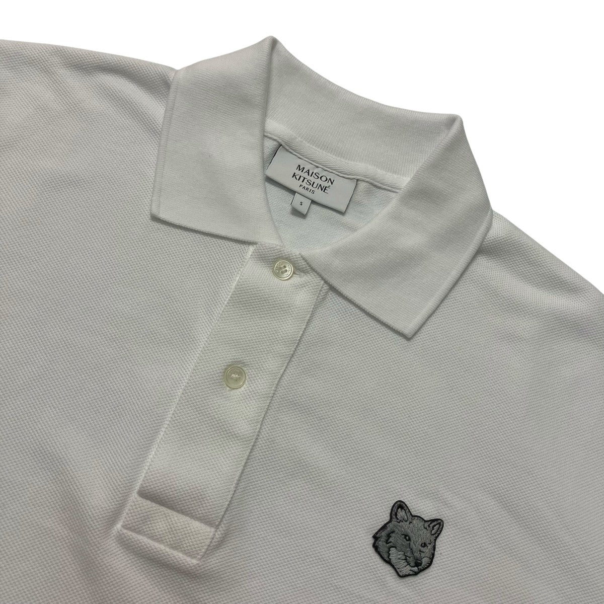 MAISON KITSUNÉ メゾンキツネ メンズホワイトポロシャツ Lサイズ MAISON KITSUNE(メゾンキツネ) ポロシャツMM00207KJ7010 MM00207KJ7010