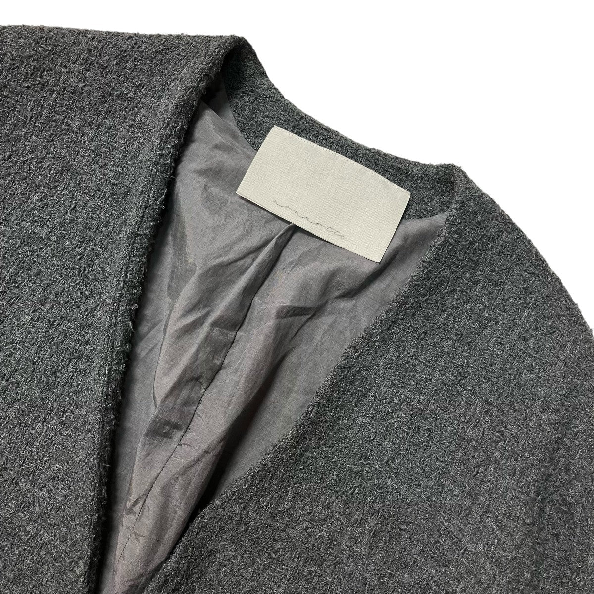 NONNOTTE DRAPING NO COLLAR N JACKETツイードジャケット 古着・中古-3枚目のアイテム画像
