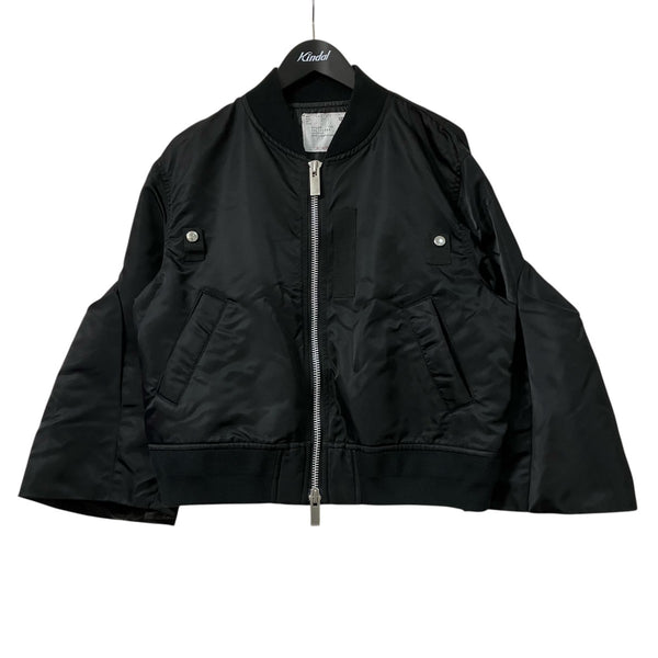 サカイ　sacai ブラックブルゾン　ショート丈　半袖　サイズ2 sacai(サカイ) 短丈ジップブルゾン24-07516 24-07516 ブラック サイズ