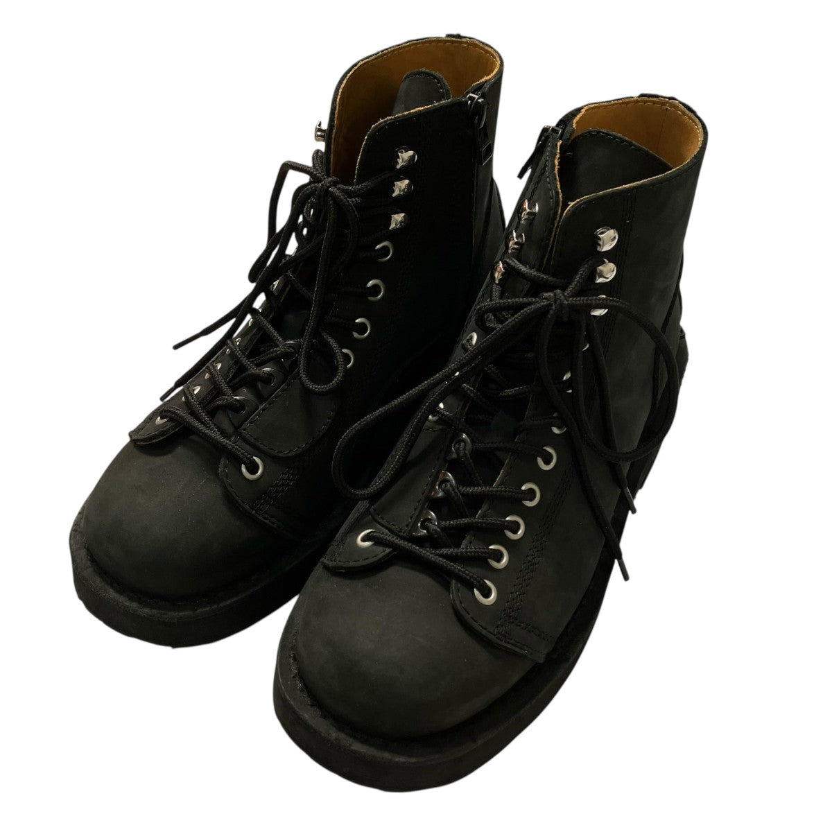 REGULATION Yohji Yamamoto MAT SMOOTH LEATHER ZIP BIKER BOOTSミドルブーツHL E54 765 古着・中古-1枚目のアイテム画像