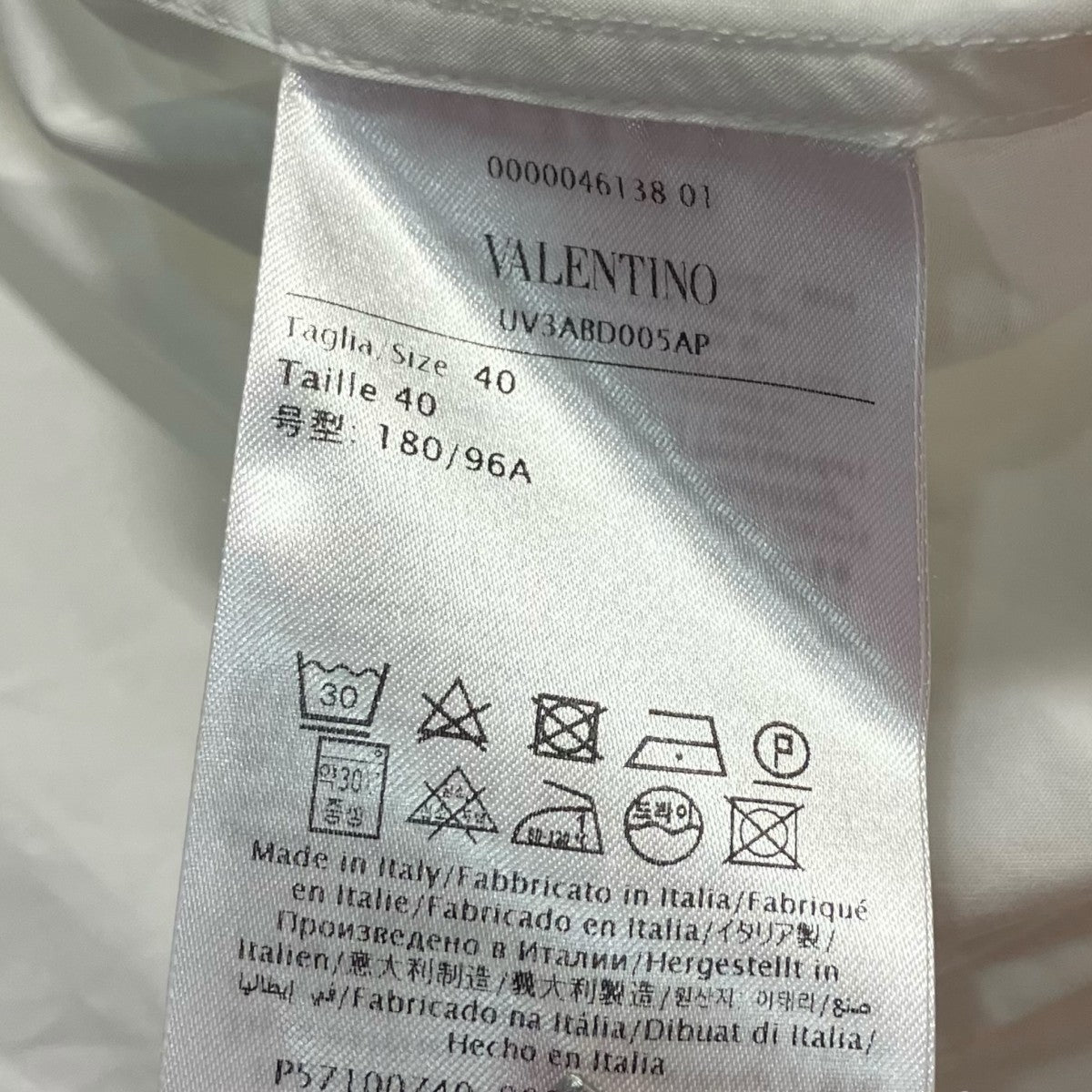 VALENTINO(ヴァレンチノ) 長袖シャツ0000046138 0000046138 ホワイト