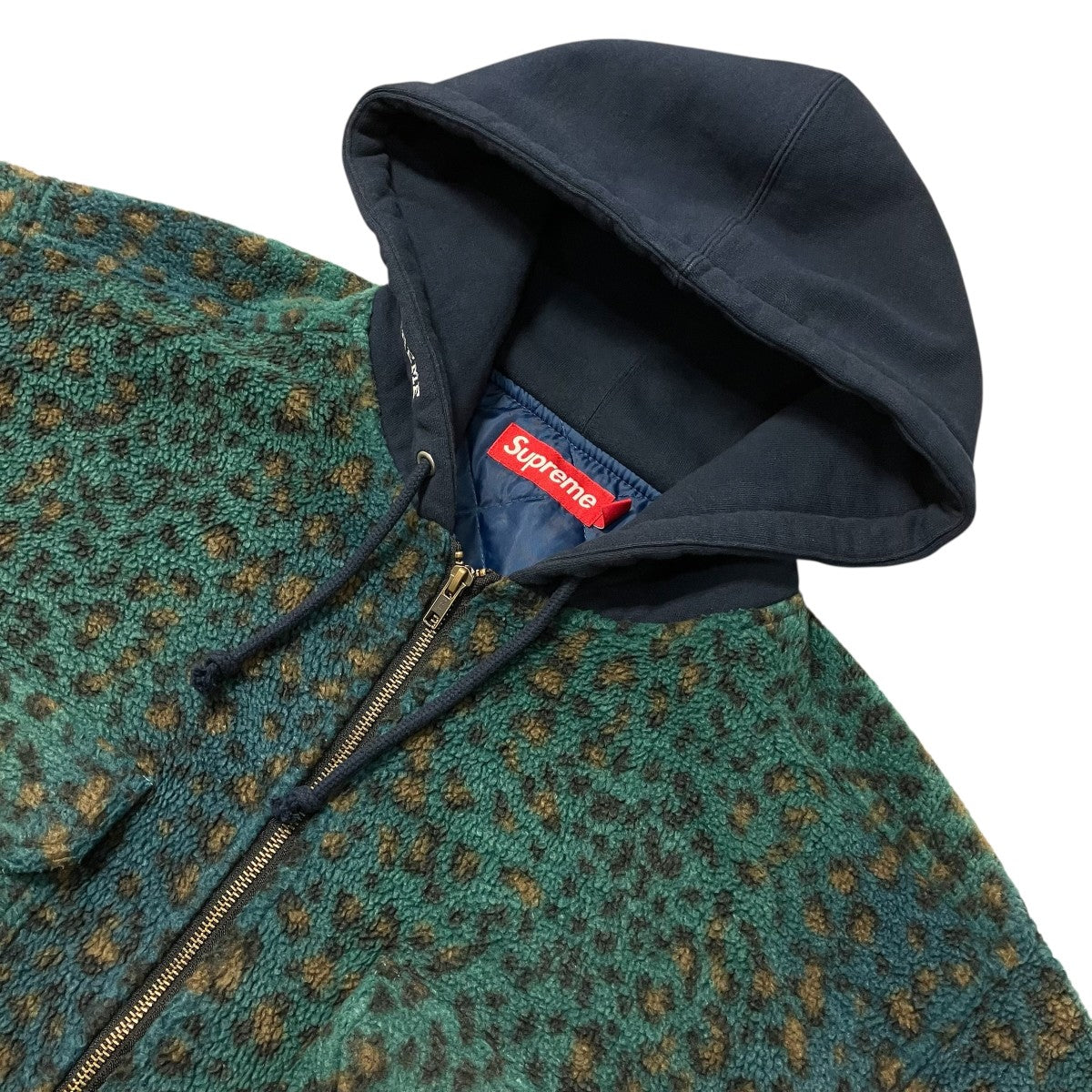 Supreme(シュプリーム) レオパードボアフーデッドジャケット グリーン