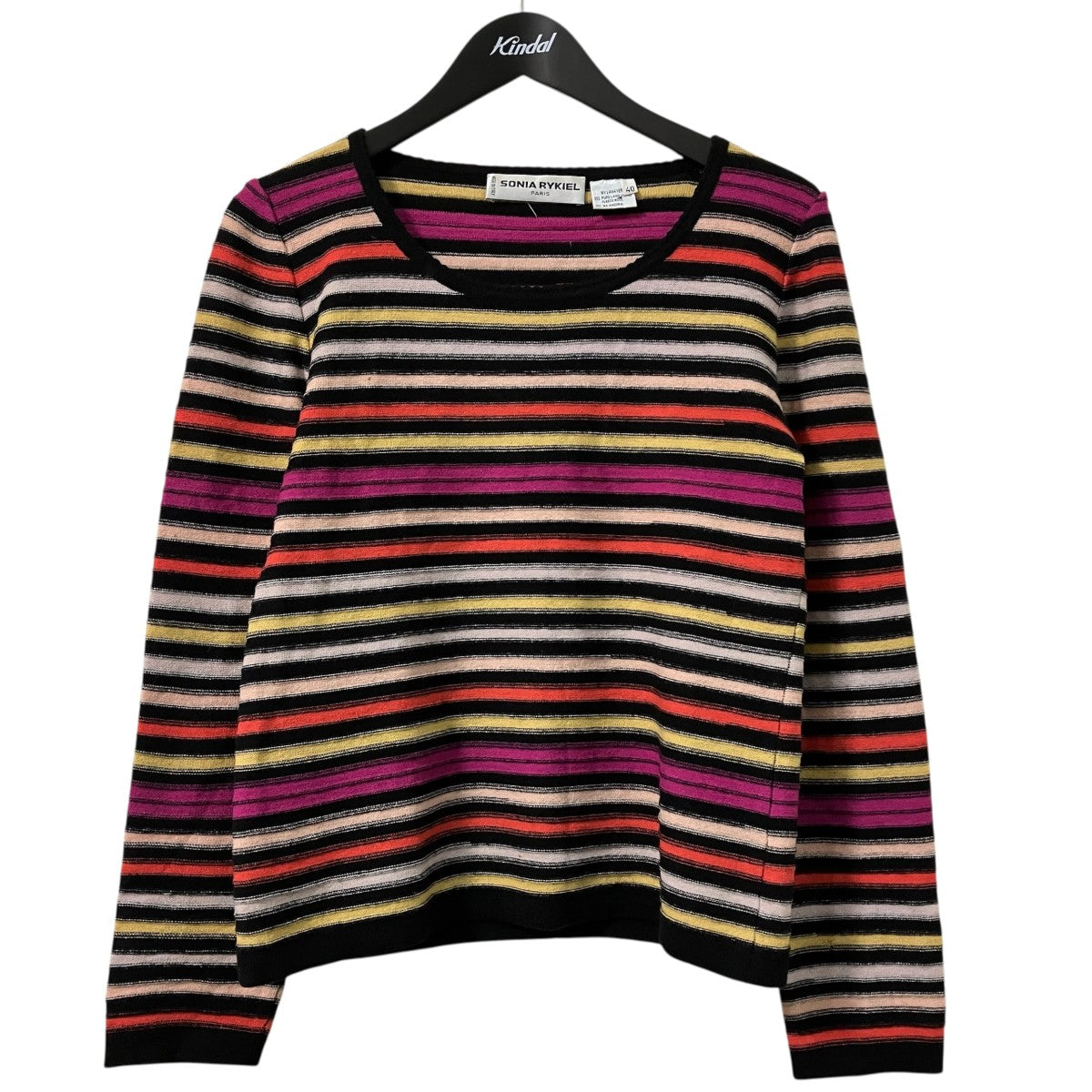 SONIA RYKIEL イタリア製 アンゴラ混グラデーションボーダーニット 古着・中古-1枚目のアイテム画像
