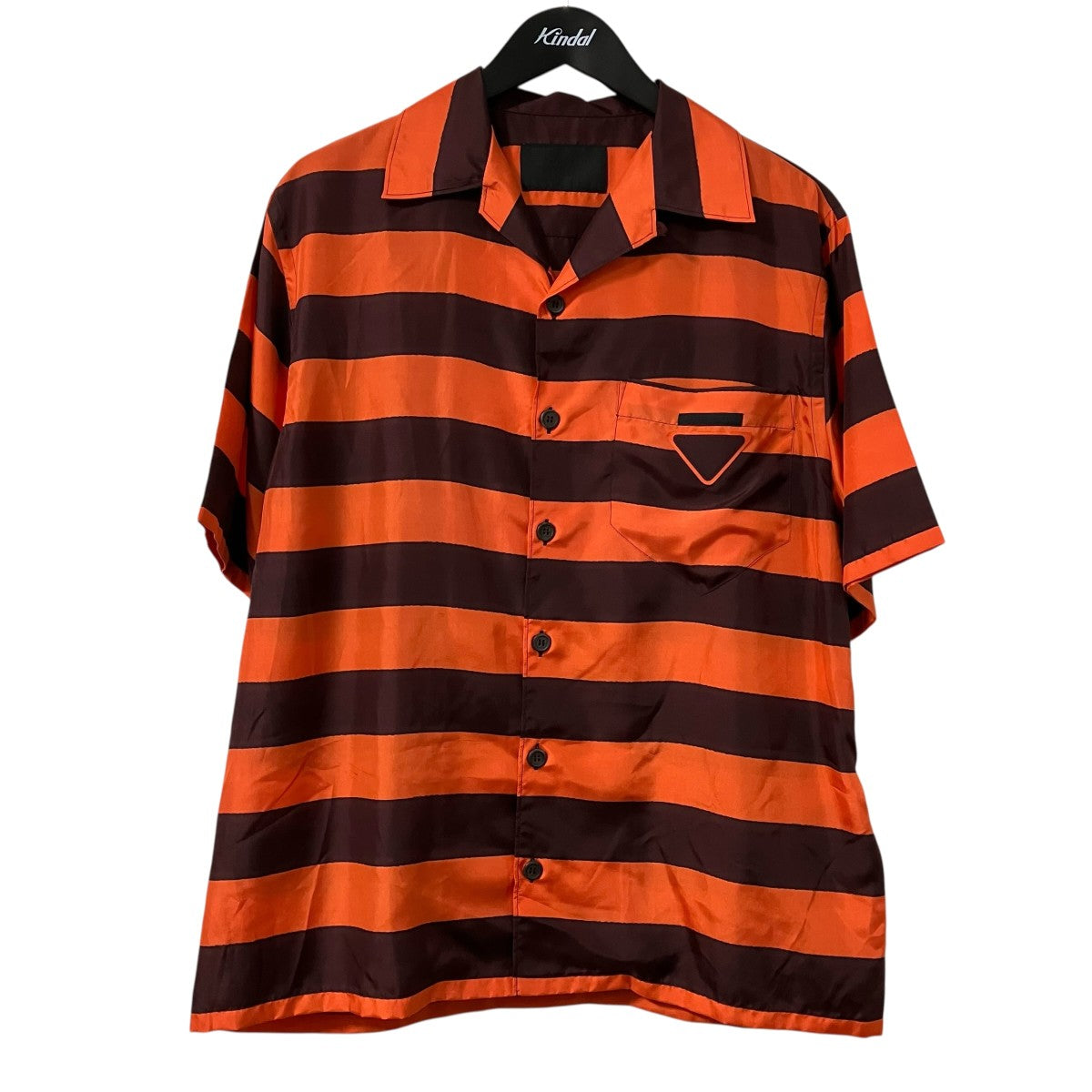 PRADA オープンカラーボーダーシャツUCS414 S221 1031 古着・中古-1枚目のアイテム画像