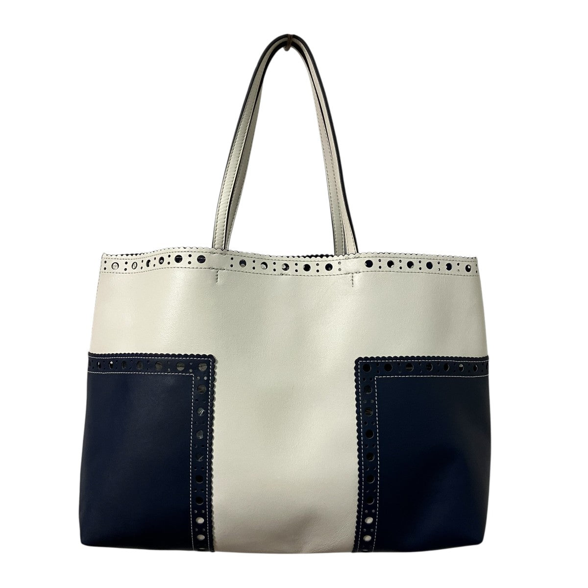 【未使用品】TORY BURCH トートバッグ TORY BURCH(トリーバーチ) トートバッグ - ネイビー×アイボリー