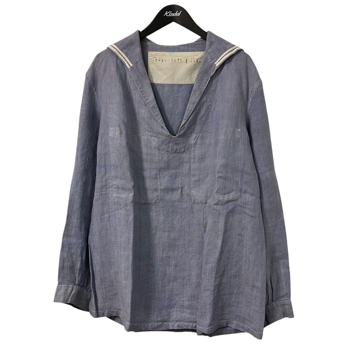 40-50s french navy linen sailor長袖シャツ