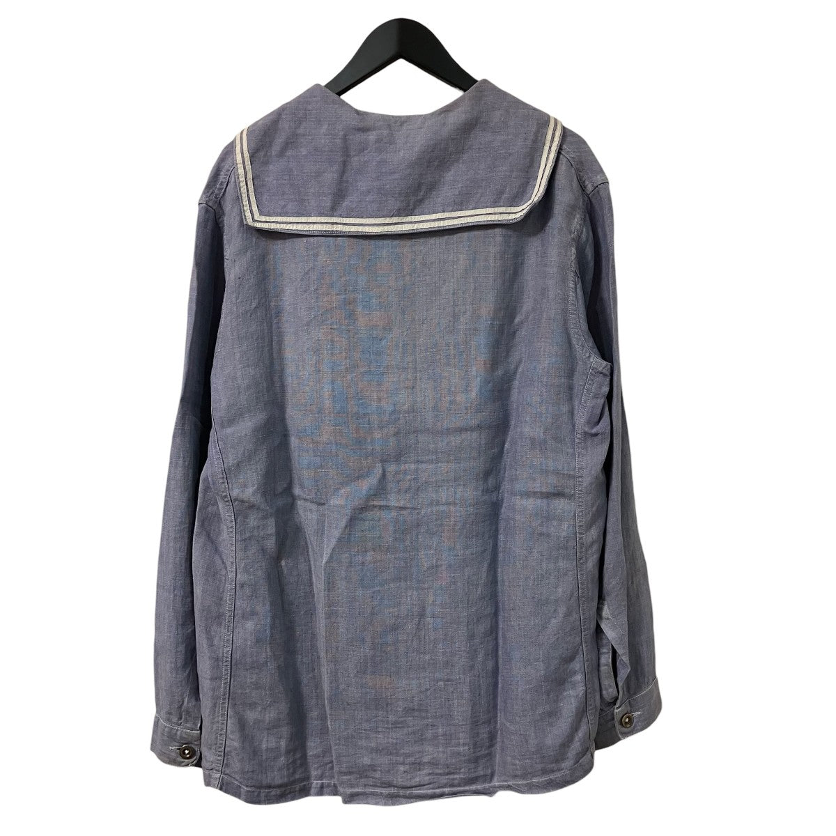 40-50s french navy linen sailor長袖シャツ