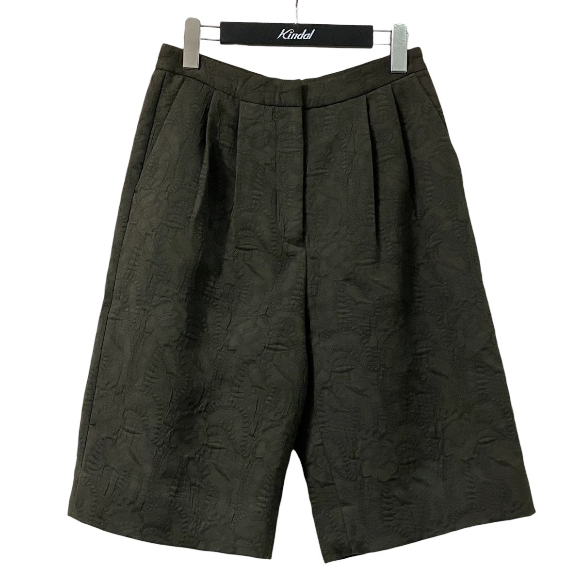 25SSコットンリネンジャガード ワイドタックショーツショートパンツ35 04 51 04251
