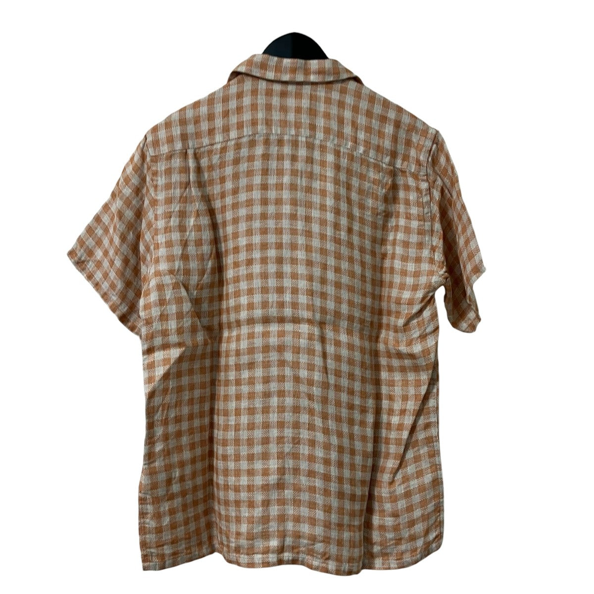 Open Collar Panama Plaid Linen半袖リネンチェックシャツ38 01 0179 139