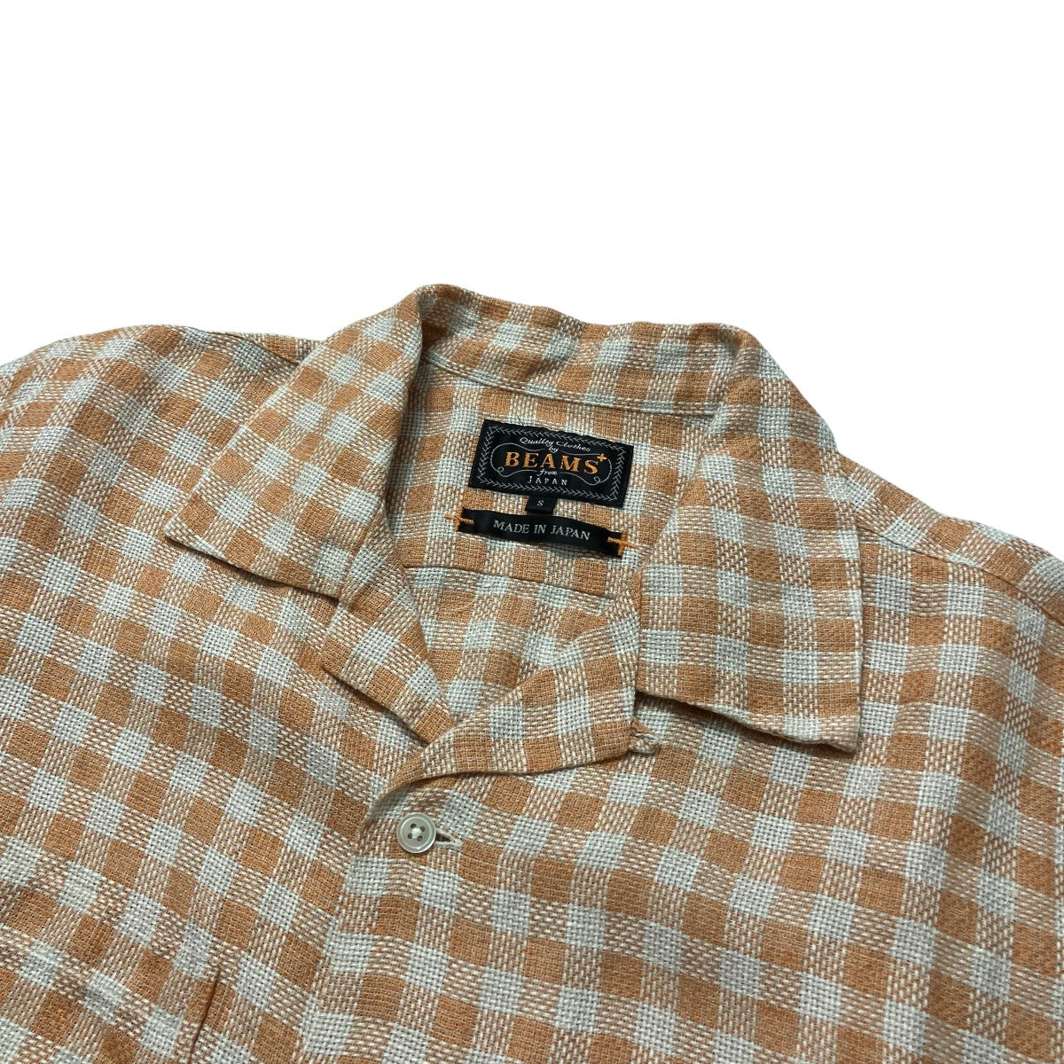 Open Collar Panama Plaid Linen半袖リネンチェックシャツ38 01 0179 139