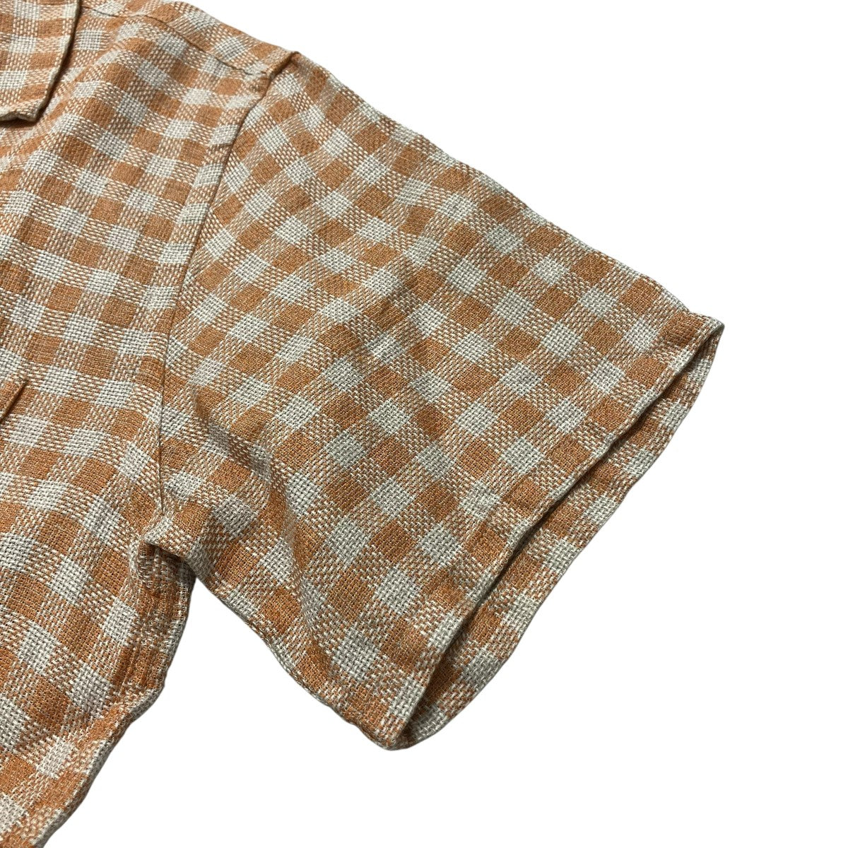 Open Collar Panama Plaid Linen半袖リネンチェックシャツ38 01 0179 139