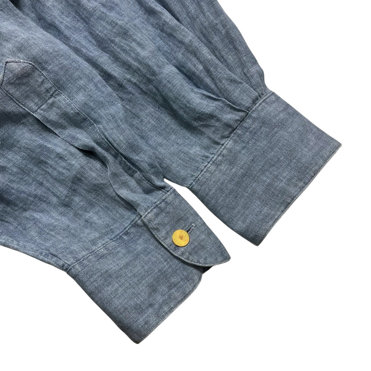 HERMES 80sバンドカラーリネンシャツ 古着・中古-4枚目のアイテム画像