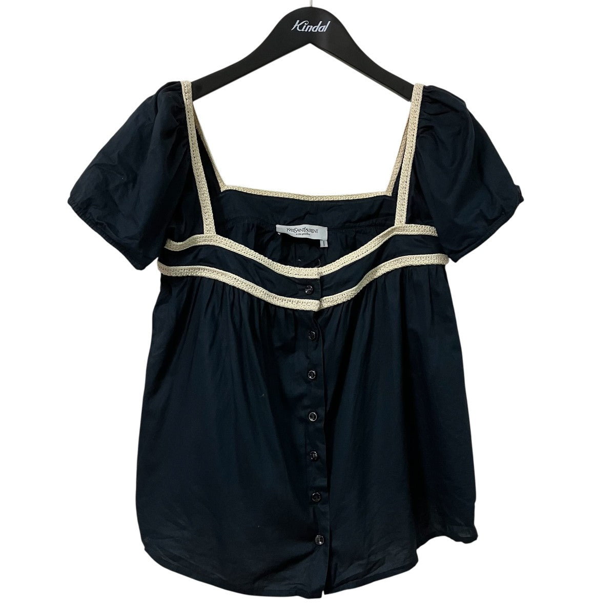 Yves Saint Laurent Rive Gauche スクエアネック半袖ブラウス