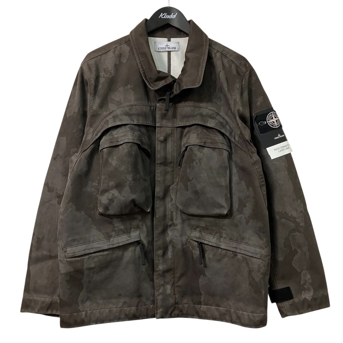 Stone Island Brown Raso Gommato 3L Laser Camo JacketミリタリージャケットK1S154100022S078