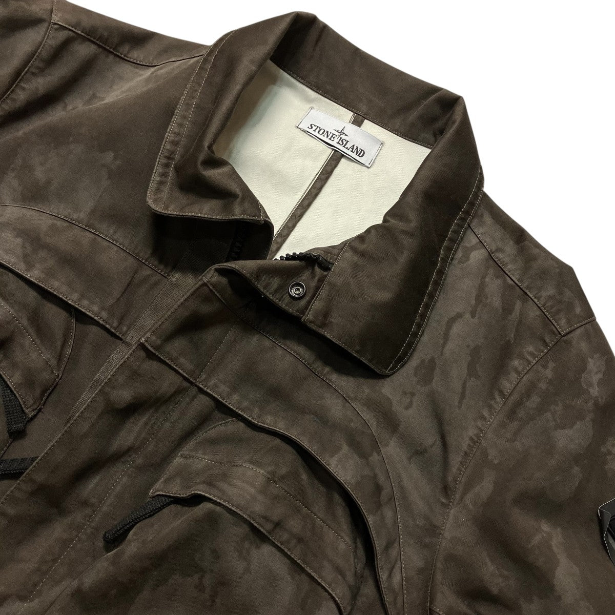 Stone Island Brown Raso Gommato 3L Laser Camo JacketミリタリージャケットK1S154100022S078