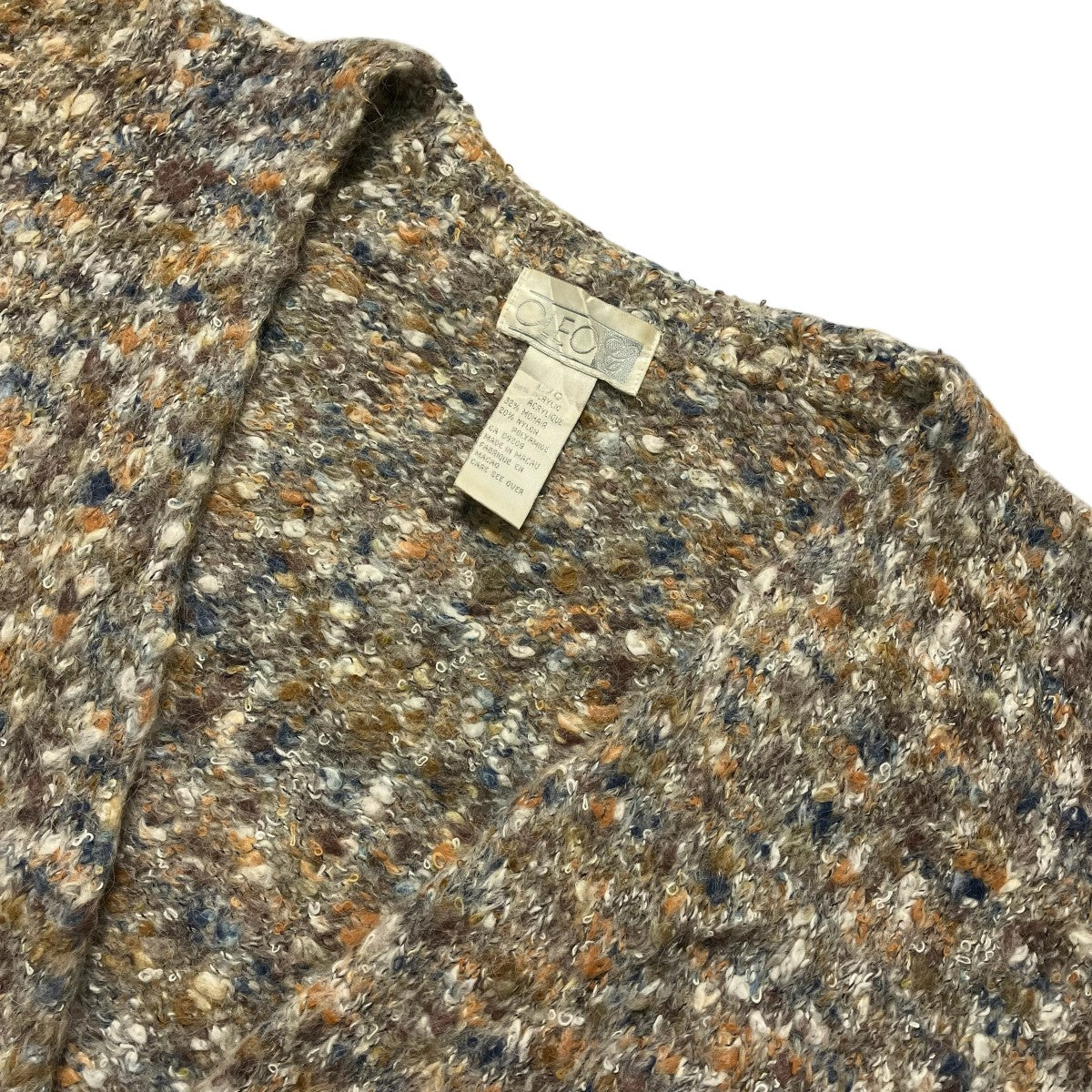 USED MADE IN MACAU モヘア混 80sミックスニットカーディガン 古着・中古-3枚目のアイテム画像