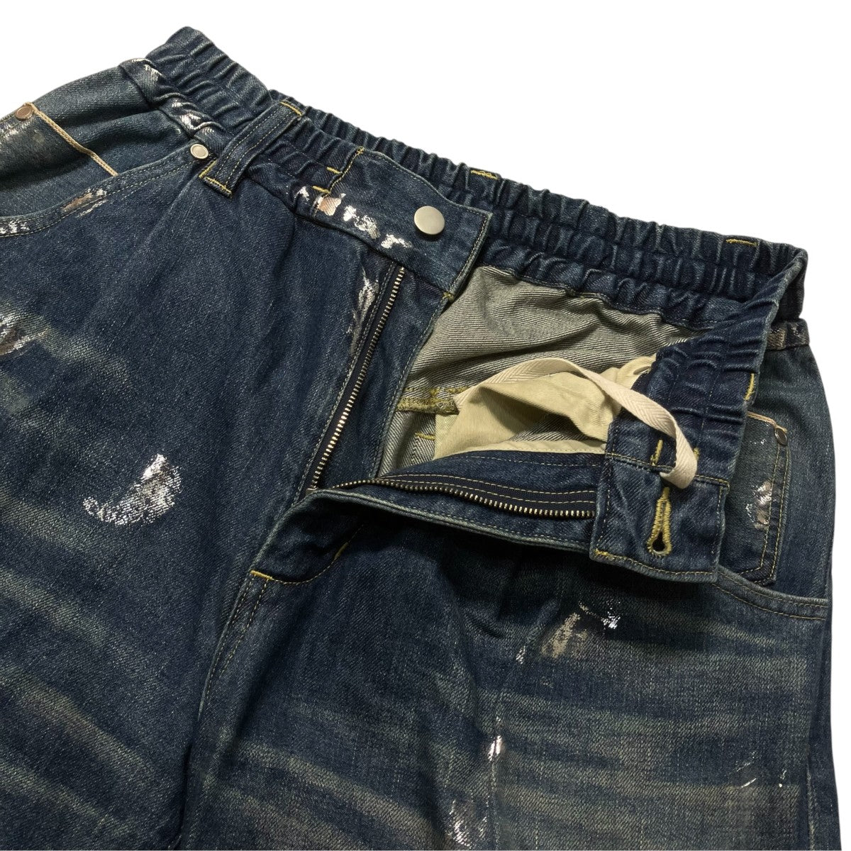 SILVER PRINT VINTAGE WASH SELVEDGE DENIM WIDE PANTSプリントデニムパンツCLS PT 2404