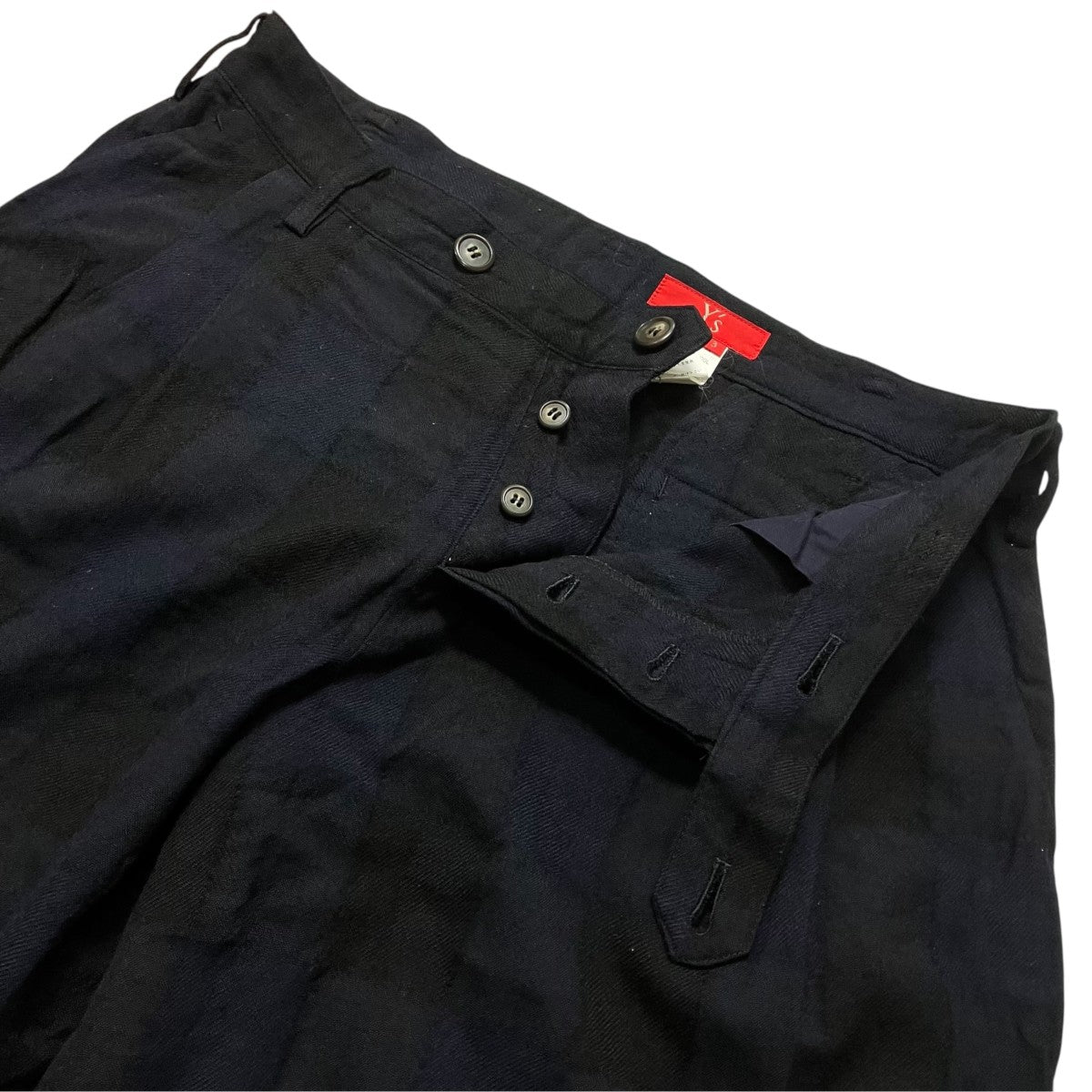 ウール縮絨 チェック柄 2タッククロップドパンツタックストレートパンツYL-P54-150