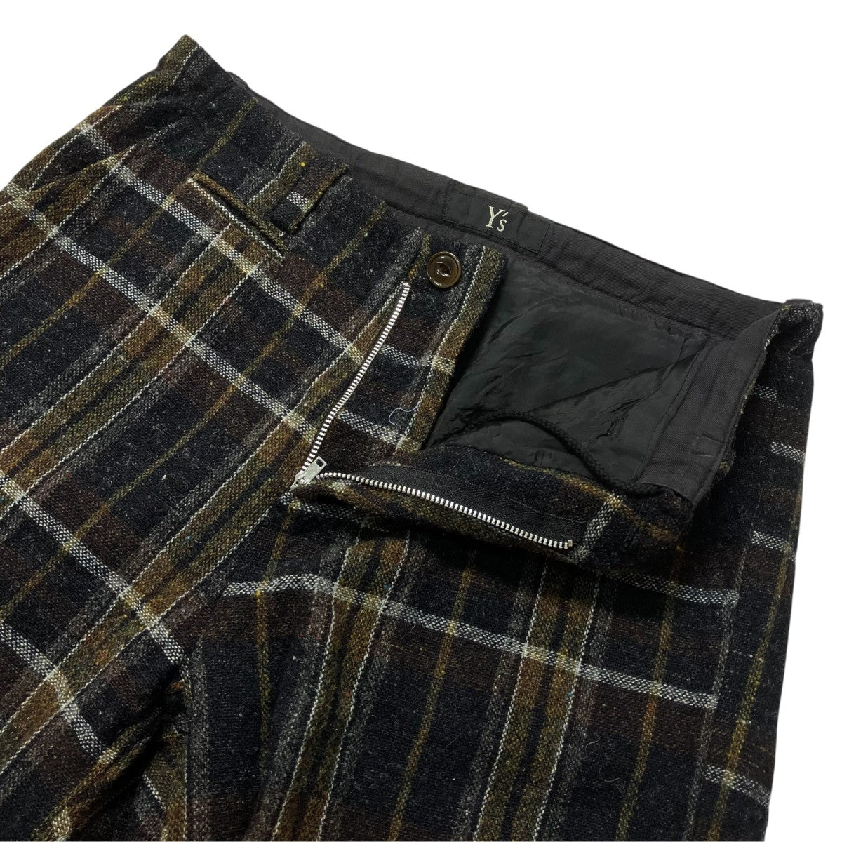 Y’s ウール ワッシャー チェックパンツクロップドパンツYD-P09-110 古着・中古-3枚目のアイテム画像