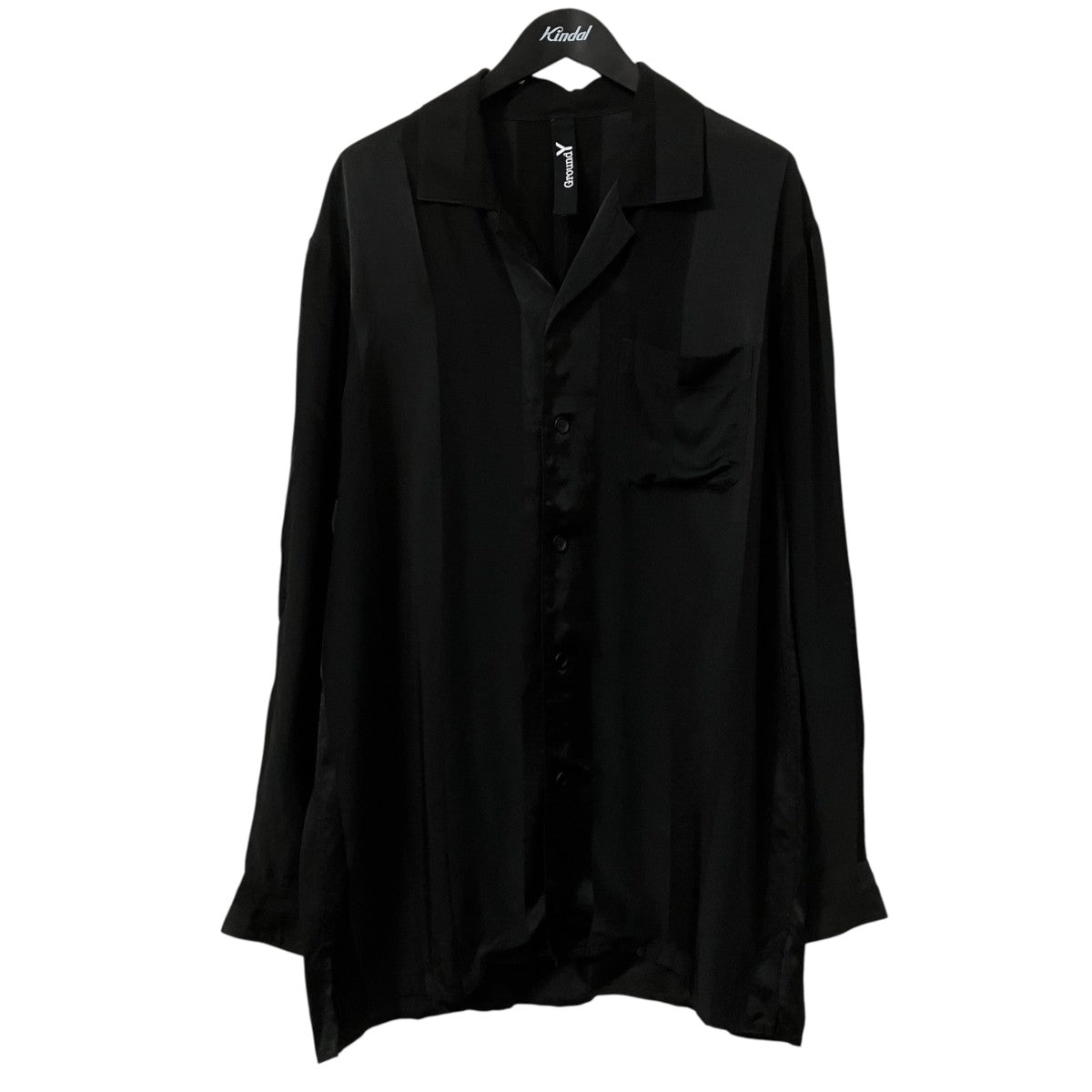 GROUND Y RAYON SATIN PAJAMA TOP WITH SUBTLE STRIPESロングシャツGI-B10-202 古着・中古-1枚目のアイテム画像