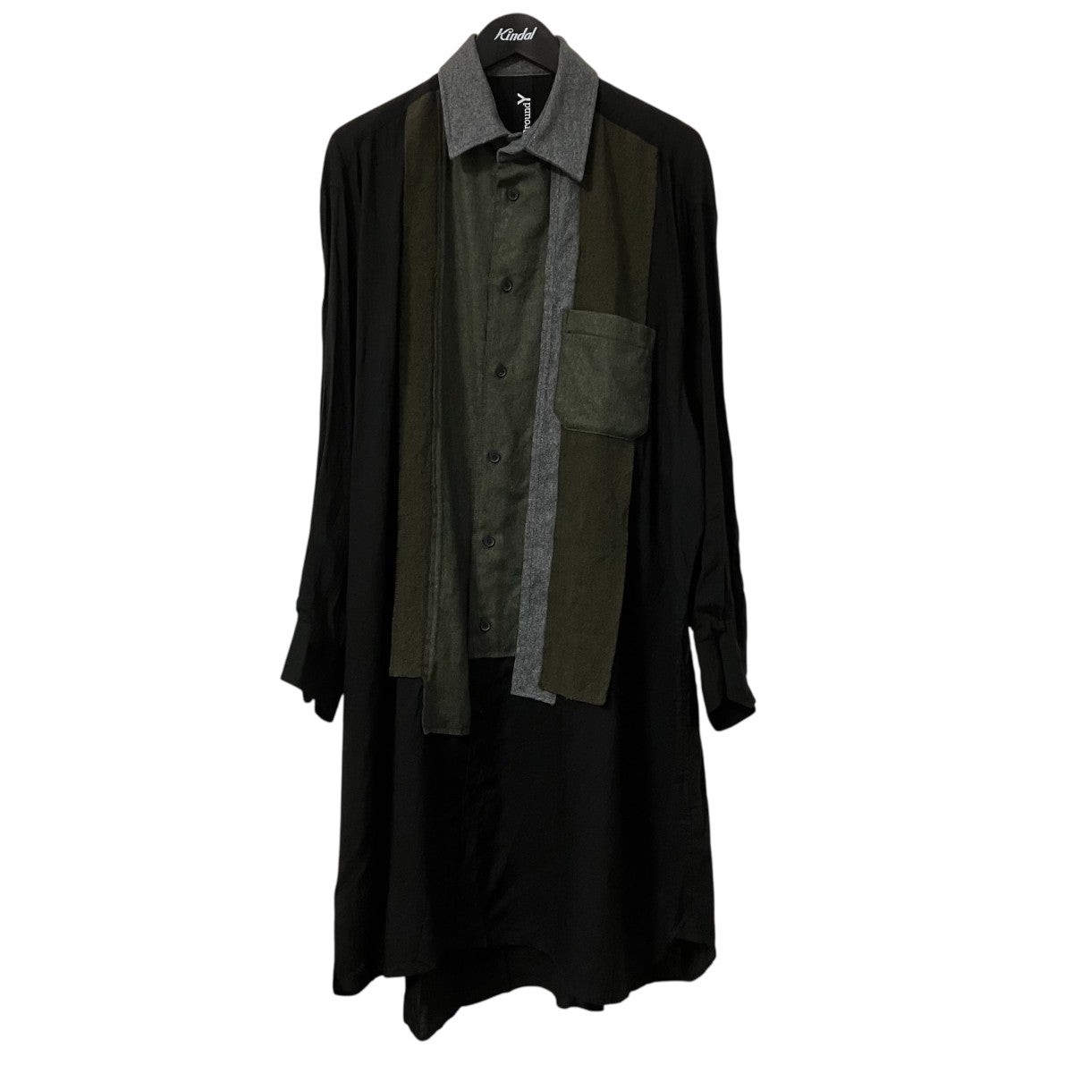 GROUND Y VARIOUS MATERIAL COMBINATION DESIGN SHIRTロング切替シャツGO-B19-806 古着・中古-1枚目のアイテム画像
