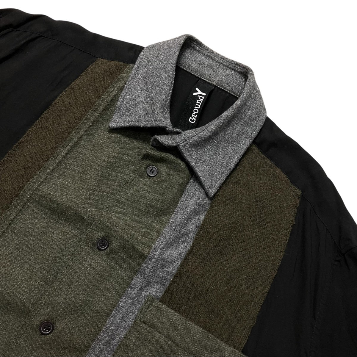 GROUND Y VARIOUS MATERIAL COMBINATION DESIGN SHIRTロング切替シャツGO-B19-806 古着・中古-3枚目のアイテム画像