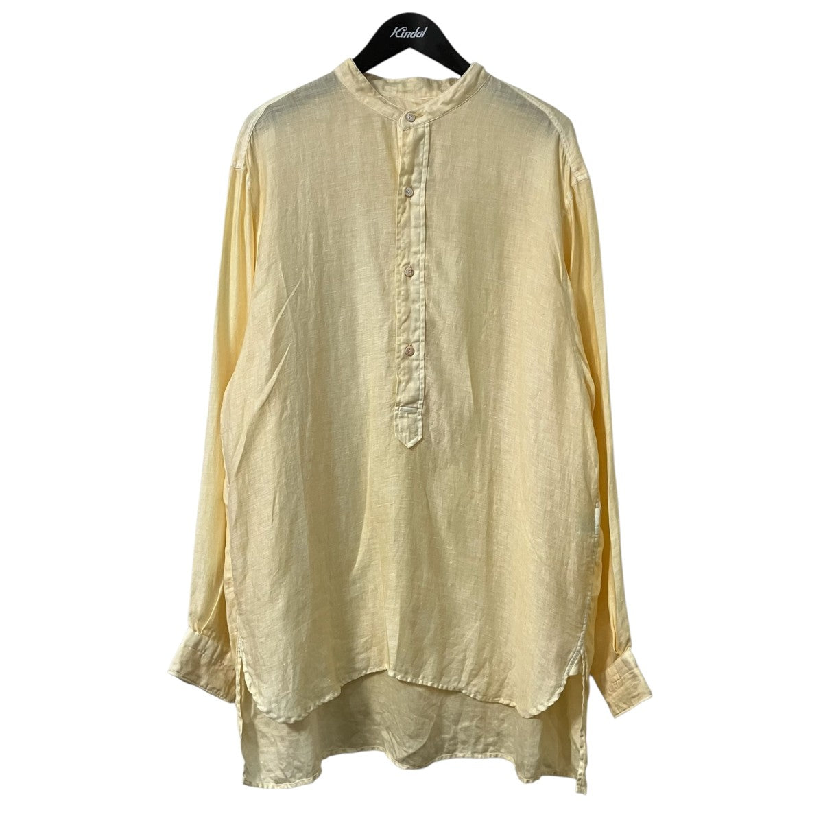 MAATEE＆SONS PULL OOVER SHIRTS ドSモールスキンバンドカラーリネンプルオーバーシャツMT6103-0614 古着・中古-1枚目のアイテム画像