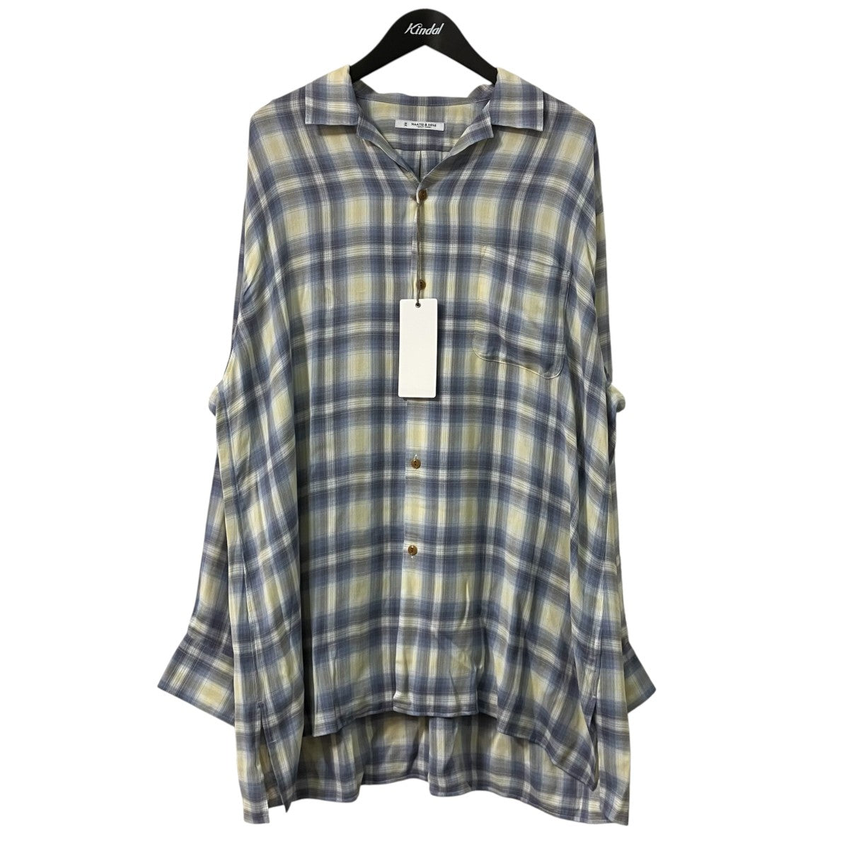 MAATEE＆SONS RAYON SILK OP COLLAR SHIRTS オープンカラーオンブレチェックシャツ MT6303-0604A 古着・中古-1枚目のアイテム画像